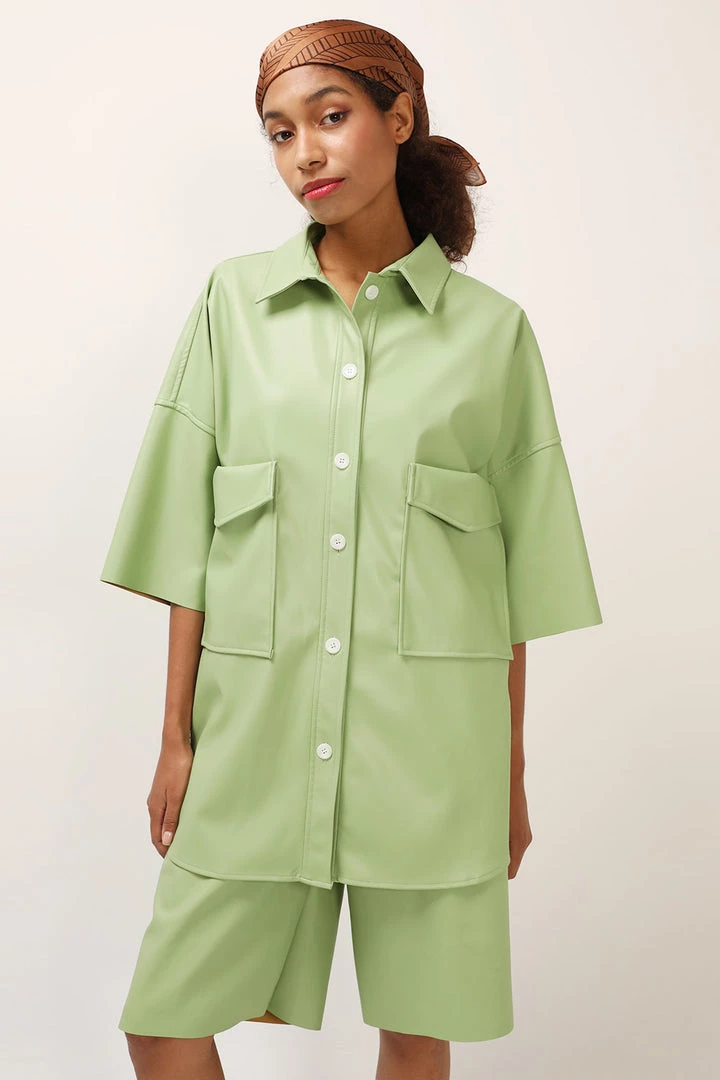 STORETS SALE CLOTHING Amy Pleather Shirt Jacket