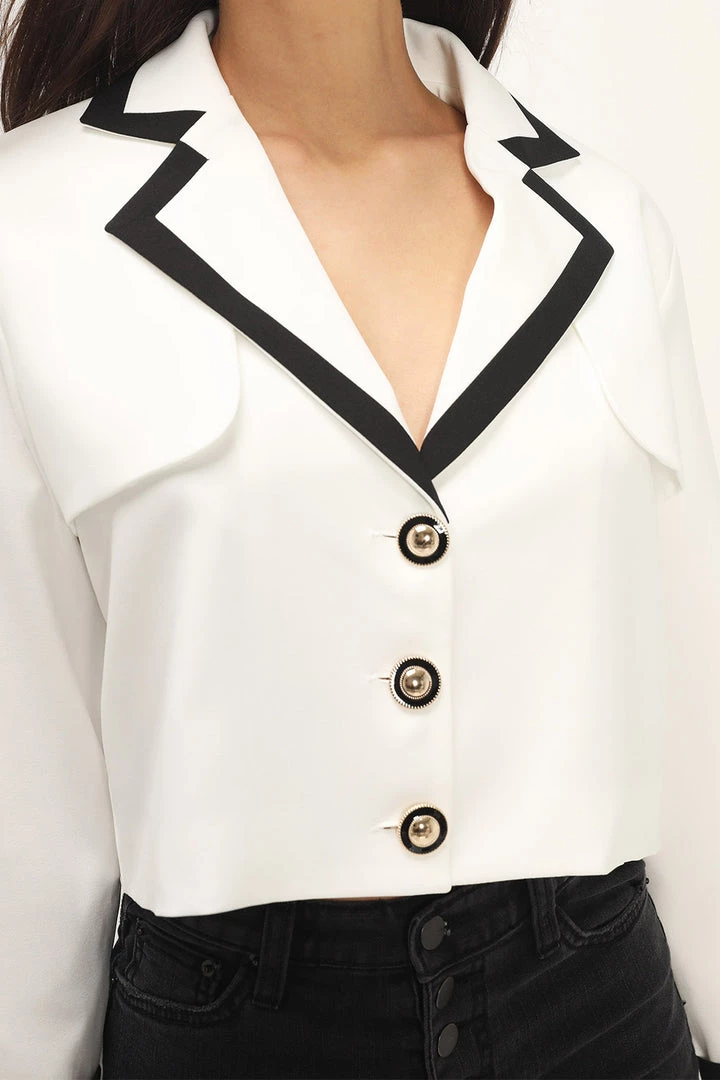 STORETS Elisa Contrast Trim Collar Jacket