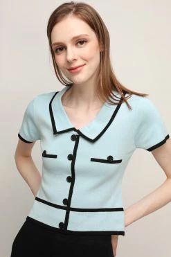 STORETS CLOTHING Bella Button-effect Knit Top