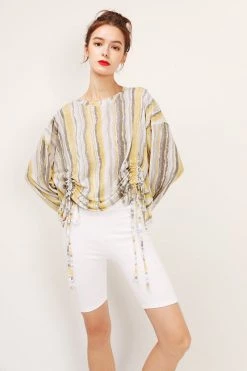 STORETS SALE Julie Striped Ruched Top CLOTHING