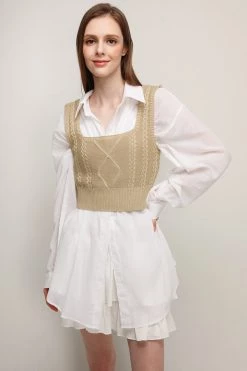 STORETS Deliah Cable Knit Sleeveless Top CLOTHING