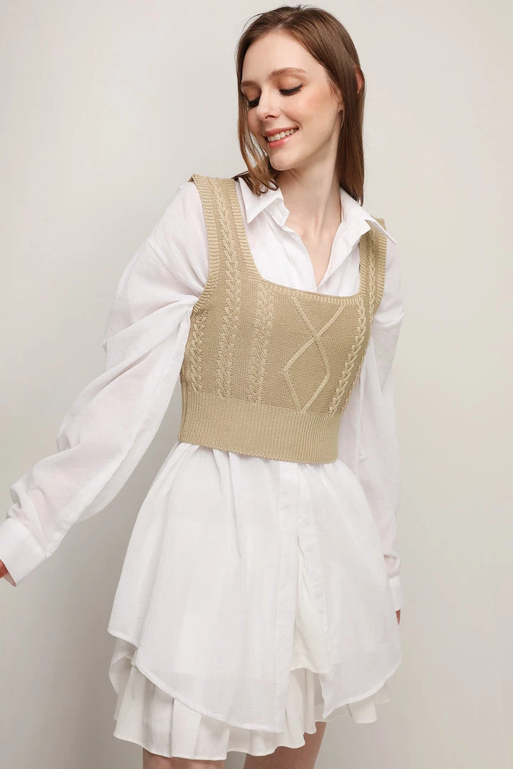 STORETS Deliah Cable Knit Sleeveless Top CLOTHING