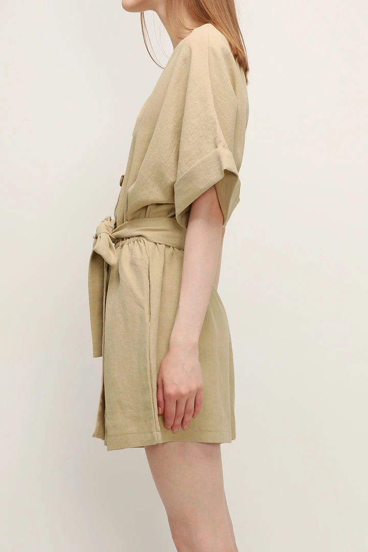 STORETS Belle V-neck Linen Romper CLOTHING