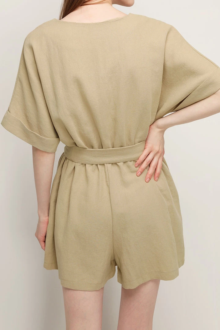 STORETS Belle V-neck Linen Romper CLOTHING