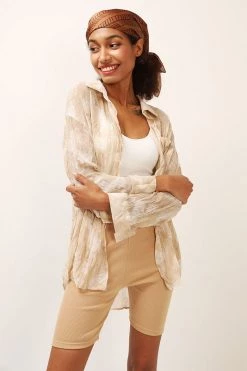 STORETS Skylar Sheer Crinkled Shirt