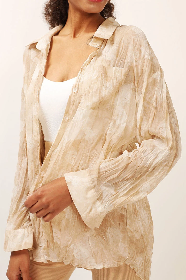 STORETS Skylar Sheer Crinkled Shirt