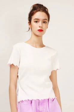 STORETS SALE Emma Contrast Lettuce Trim Top CLOTHING