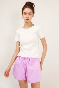 STORETS SALE Emma Contrast Lettuce Trim Top CLOTHING