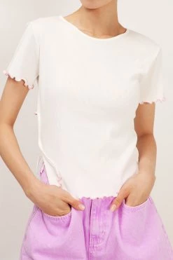 STORETS SALE Emma Contrast Lettuce Trim Top CLOTHING