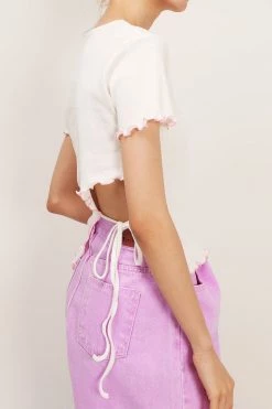 STORETS SALE Emma Contrast Lettuce Trim Top CLOTHING