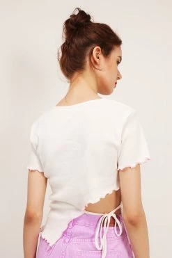 STORETS SALE Emma Contrast Lettuce Trim Top CLOTHING