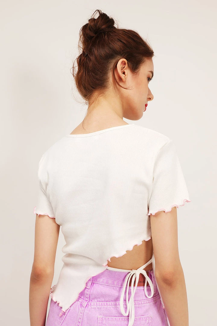 STORETS SALE Emma Contrast Lettuce Trim Top CLOTHING