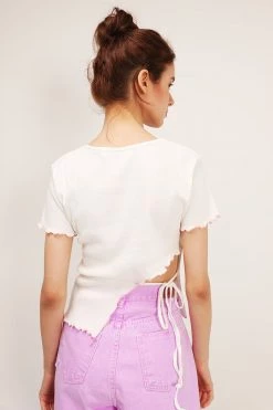 STORETS SALE Emma Contrast Lettuce Trim Top CLOTHING