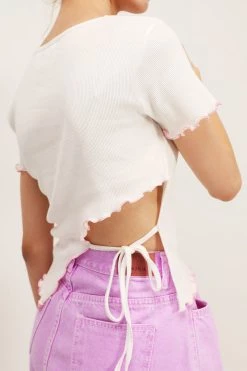 STORETS SALE Emma Contrast Lettuce Trim Top CLOTHING