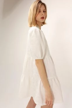 STORETS CLOTHING Siena Puff Sleeve Jacquard Dress