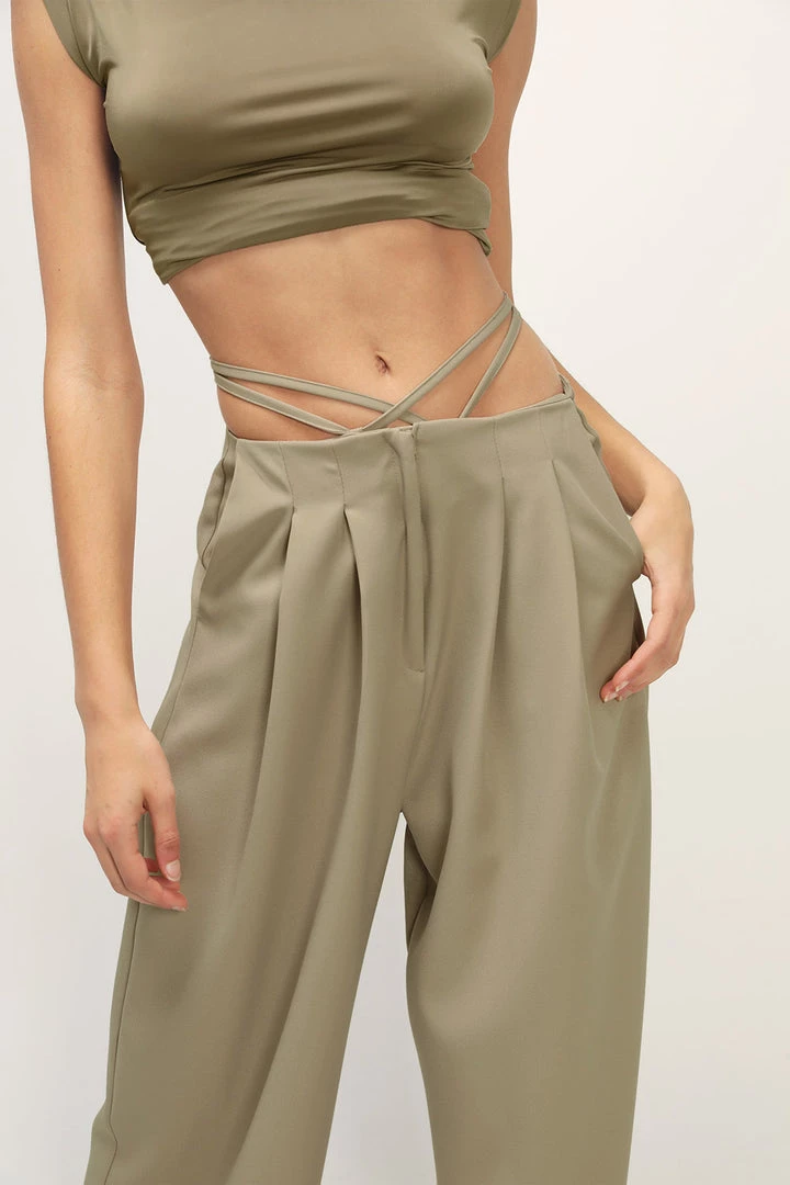 STORETS Talia Wide Leg Pintuck Pants