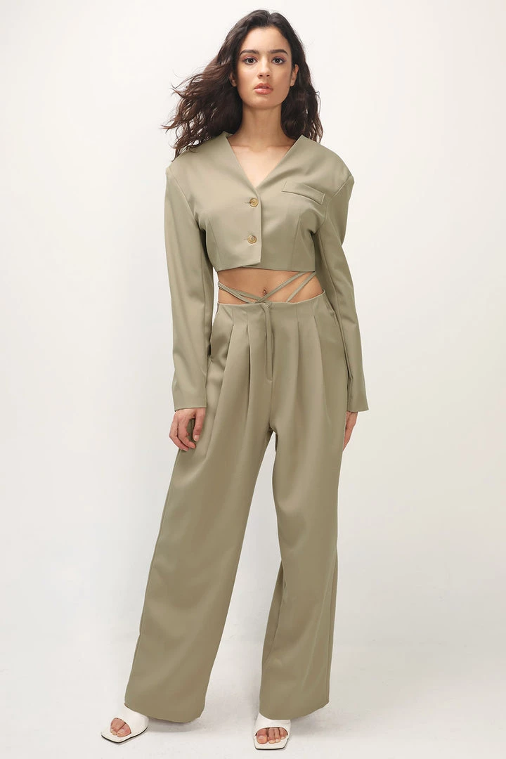STORETS Talia Wide Leg Pintuck Pants
