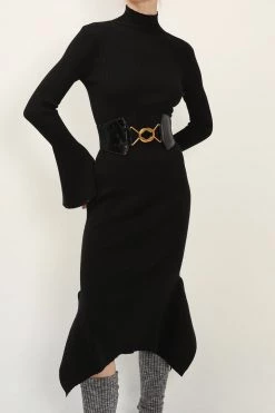 STORETS Mia Belted Ruffle Knit Dress