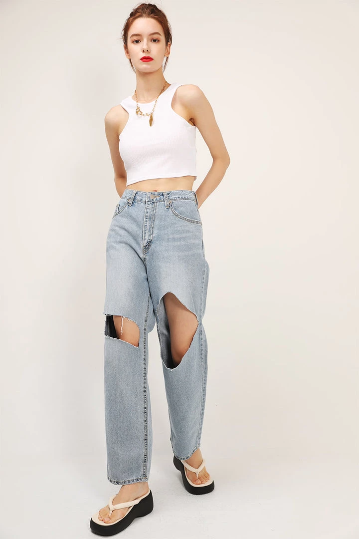 STORETS CLOTHING Blakely Slash Cutout Jeans