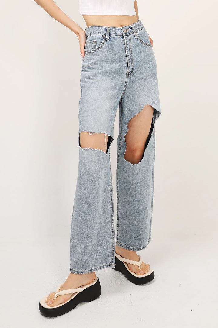 STORETS CLOTHING Blakely Slash Cutout Jeans