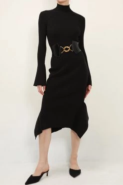 STORETS Mia Belted Ruffle Knit Dress