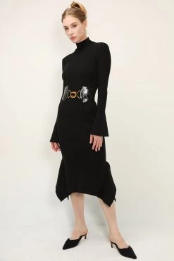 STORETS Mia Belted Ruffle Knit Dress