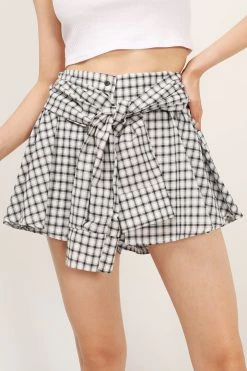 STORETS Freya Plaid Sleeve Tie Skort CLOTHING
