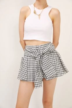 STORETS Freya Plaid Sleeve Tie Skort CLOTHING