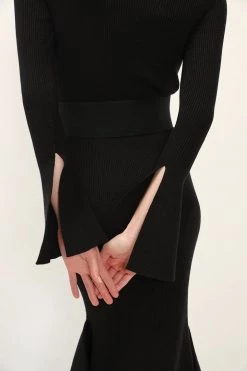 STORETS Mia Belted Ruffle Knit Dress