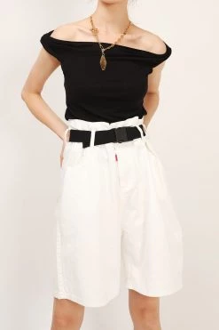 STORETS CLOTHING Olive Paperbag Waist Belted Shorts