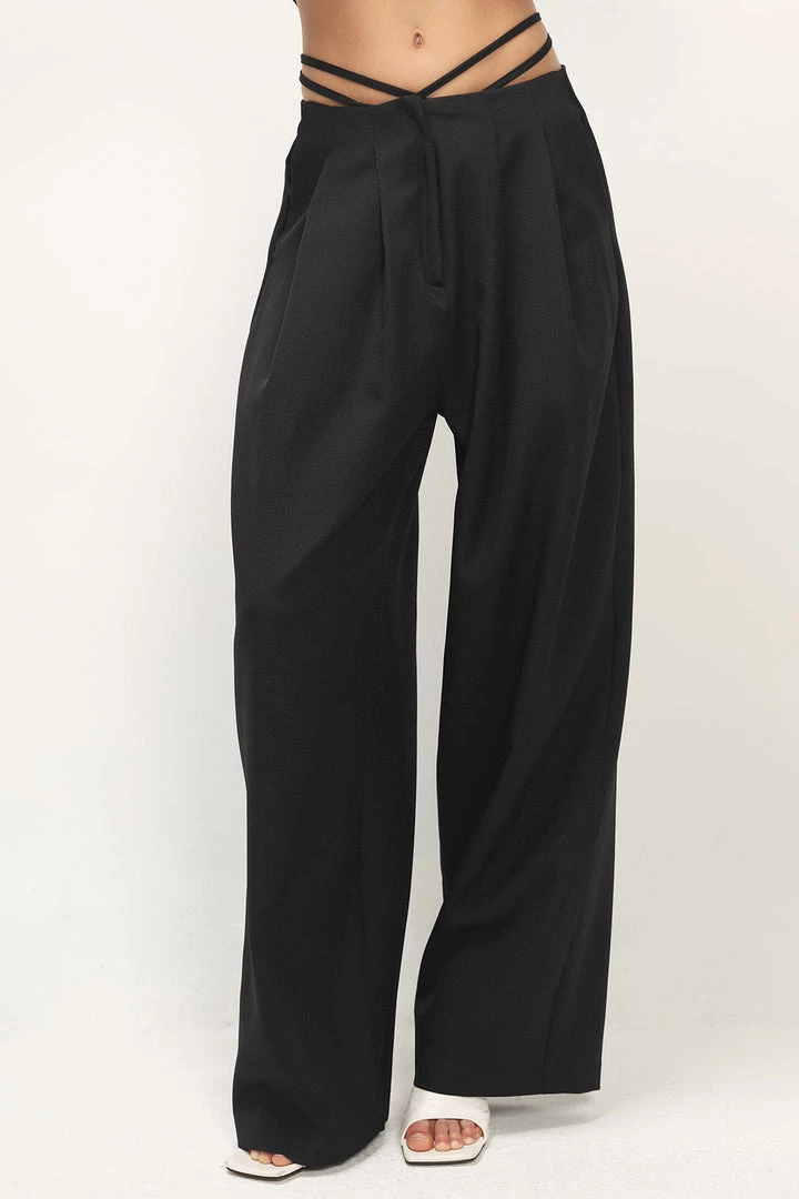 STORETS Influencer Talia Wide Leg Pintuck Pants Trousers