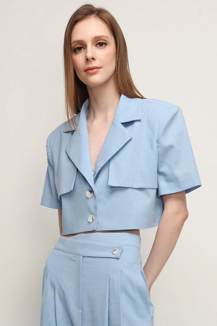 STORETS CLOTHING Noa Cropped Linen Blazer
