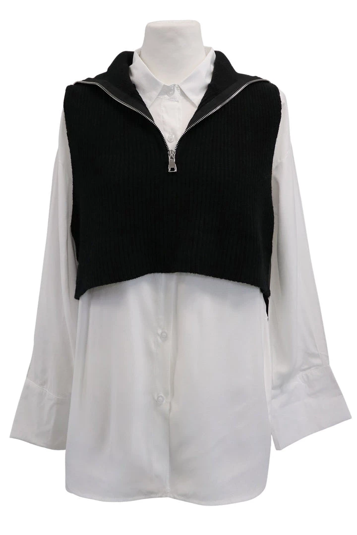 STORETS SALE CLOTHING Stella Crop Knit Vest And Shirt Set