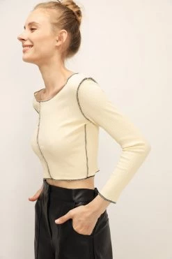 STORETS Louise Contrast Stitch Top CLOTHING