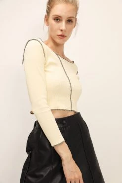 STORETS Louise Contrast Stitch Top CLOTHING