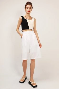 STORETS CLOTHING Georgia Pintuck Bermuda Shorts