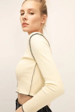 STORETS Louise Contrast Stitch Top CLOTHING