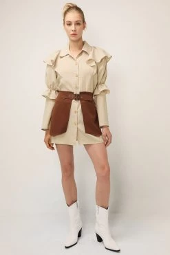 STORETS Wendy Ruffled Shirt Dress CLOTHING