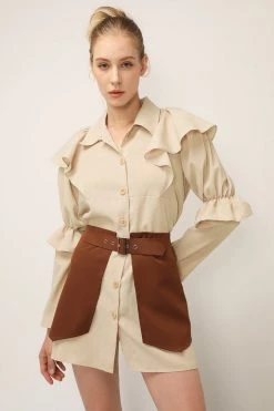 STORETS Wendy Ruffled Shirt Dress CLOTHING