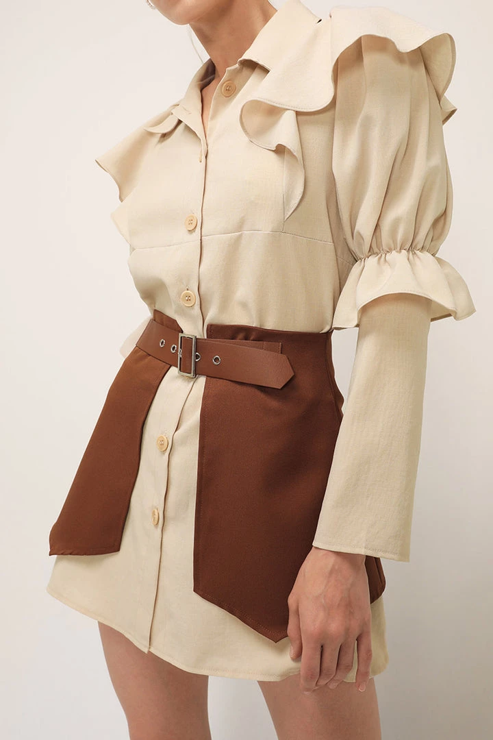 STORETS Wendy Ruffled Shirt Dress CLOTHING