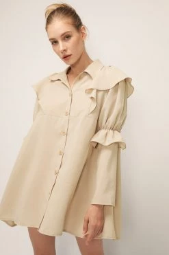 STORETS Wendy Ruffled Shirt Dress CLOTHING