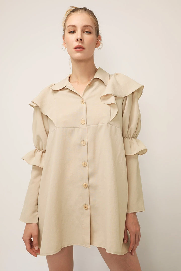 STORETS Wendy Ruffled Shirt Dress CLOTHING
