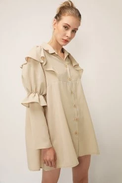 STORETS Wendy Ruffled Shirt Dress CLOTHING