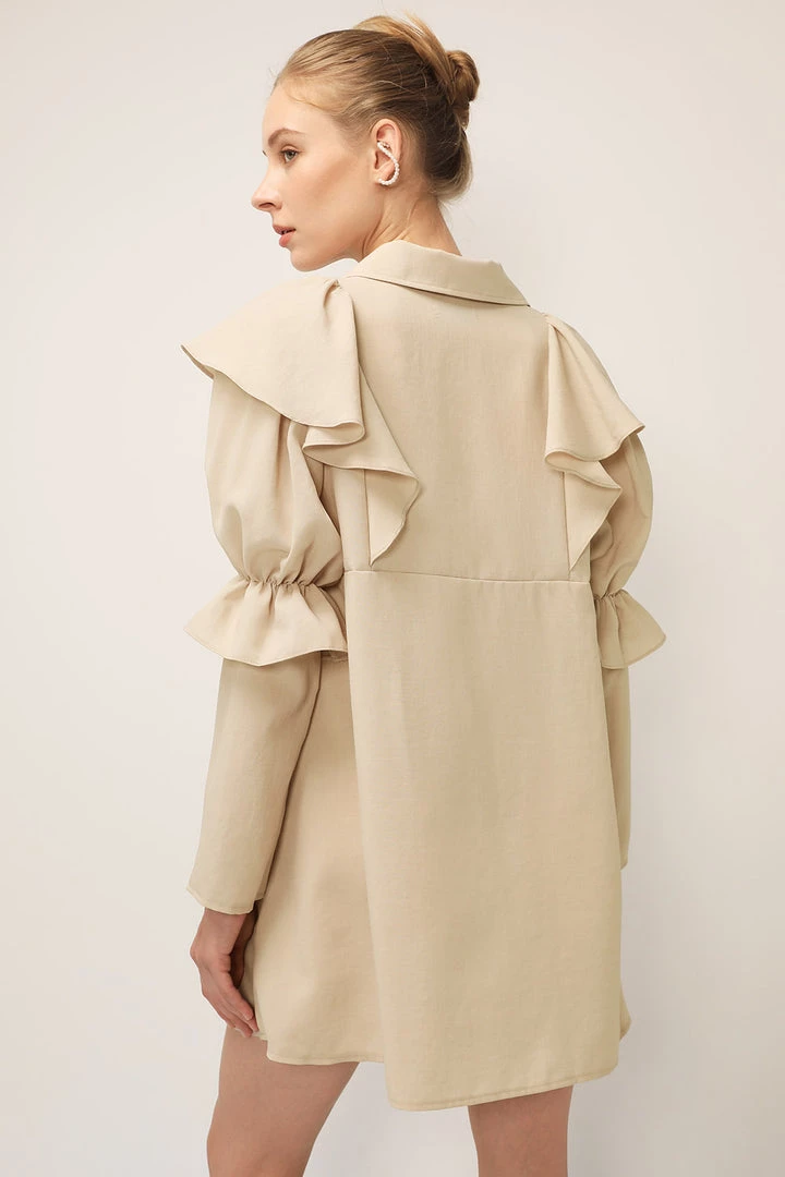 STORETS Wendy Ruffled Shirt Dress CLOTHING