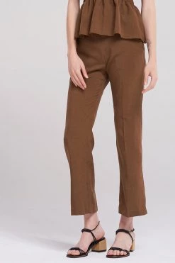 STORETS Jaycee Straight Wide Pants-Brown