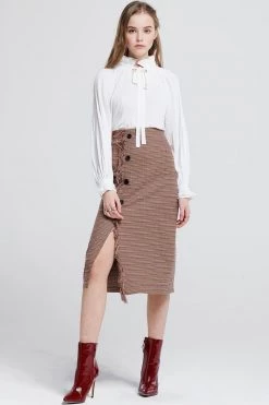 STORETS SALE Jennet Frayed Midi Skirt CLOTHING