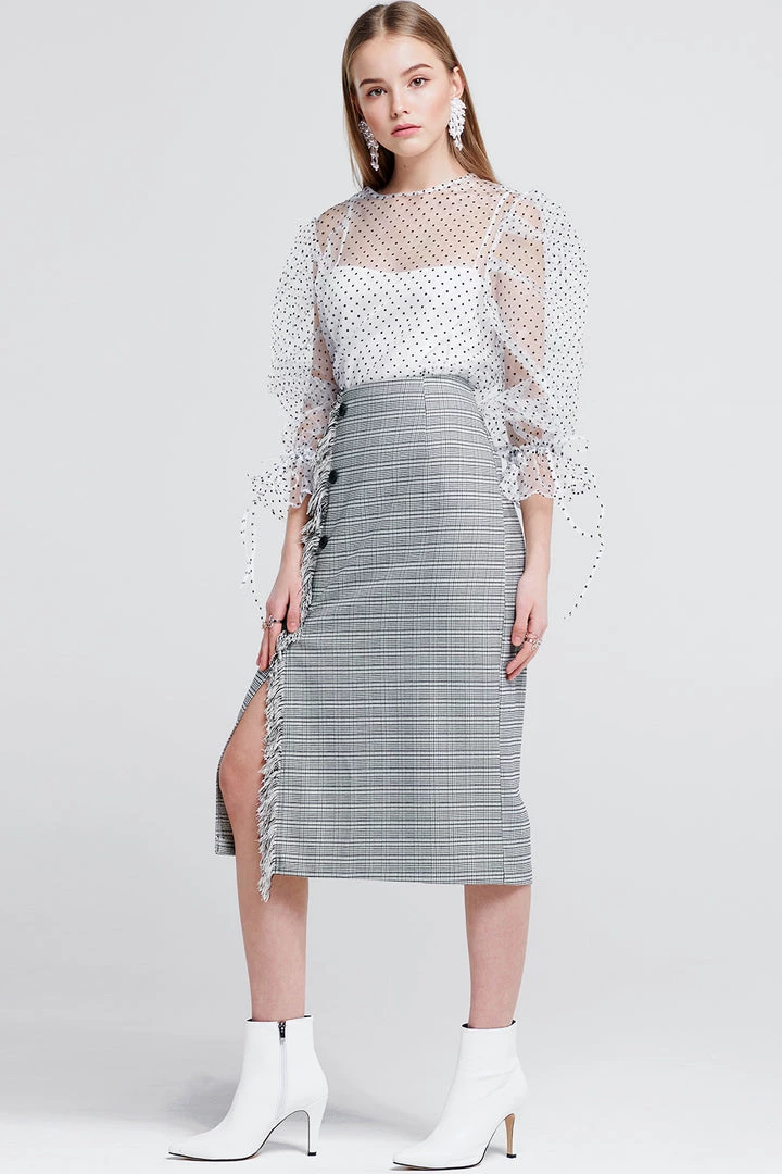 STORETS SALE Jennet Frayed Midi Skirt CLOTHING