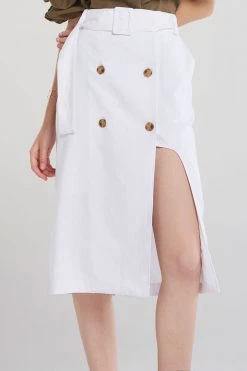 STORETS SALE Joane Button Wrap Skirt-Ivory CLOTHING