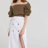 STORETS SALE Joane Button Wrap Skirt-Ivory CLOTHING