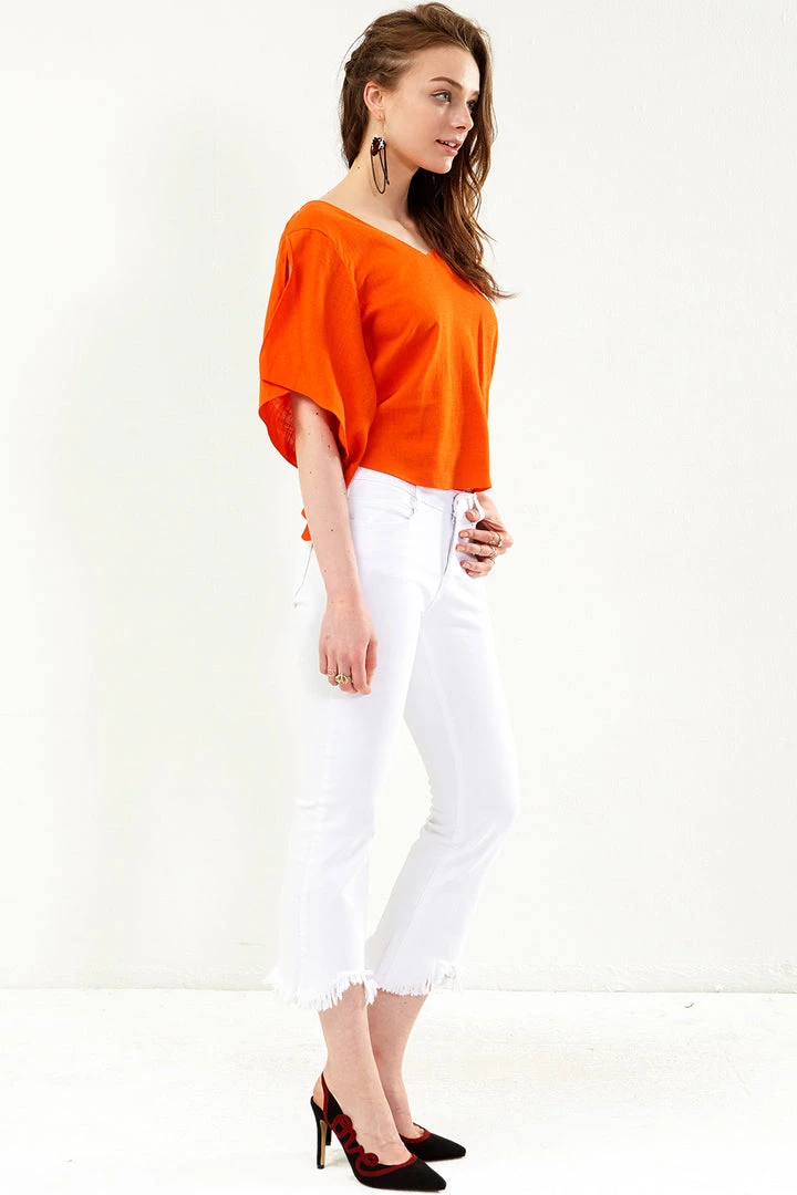 STORETS SALE Stella White Frayed Jeans